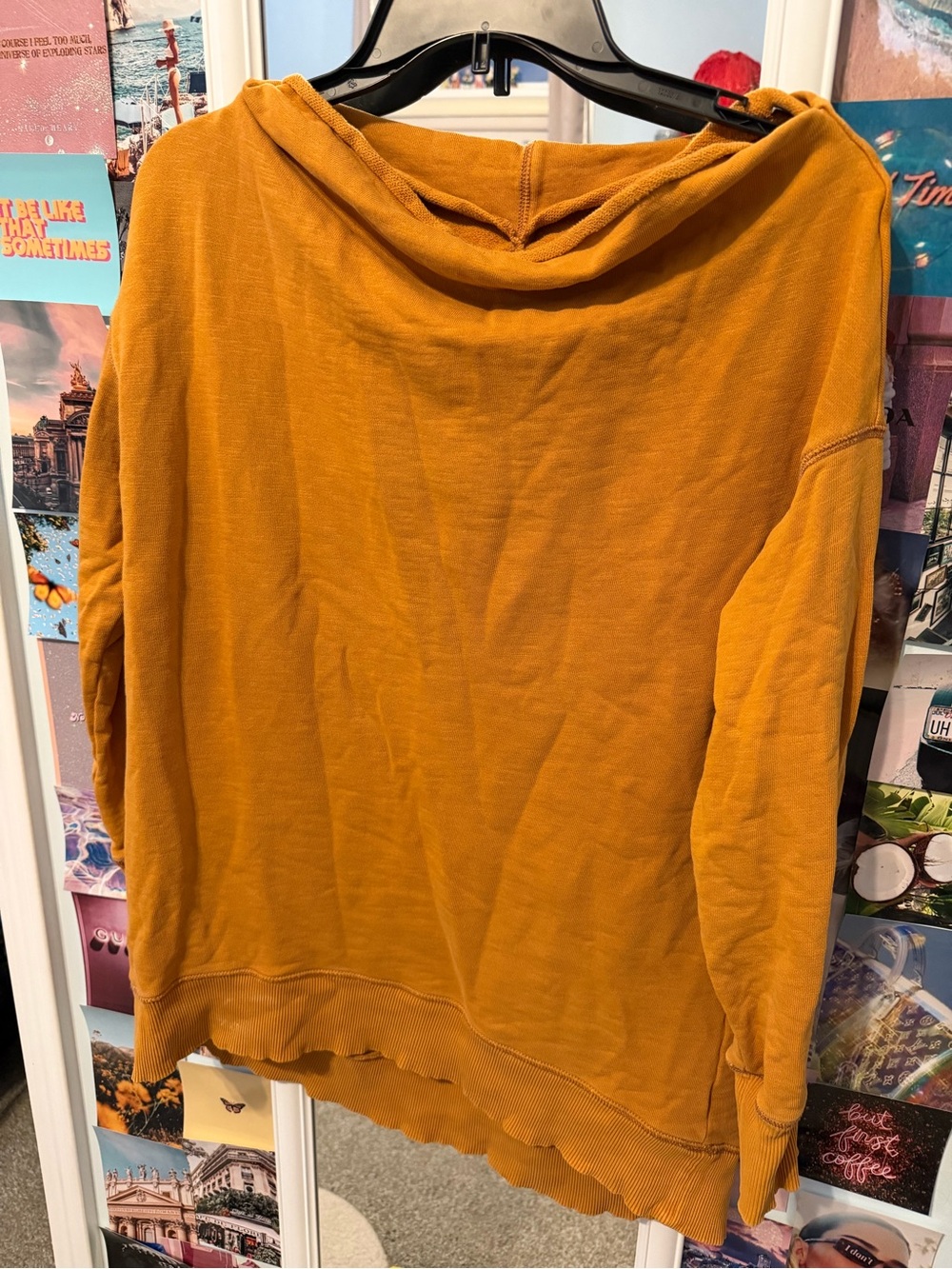 Pilcro Orange Off-shoulder Tunic Sweatshirt